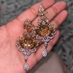 Exquisite Gold and Silver Floral Earrings